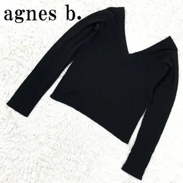 agnes b. 에네스베 깊은 V넥 티셔츠 블랙 2 B661