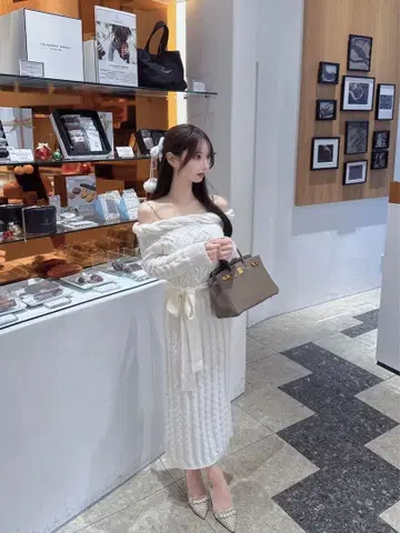 kirakira 스트랩 케이블 롱 op 화이트