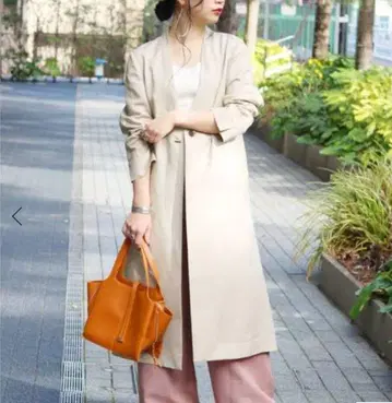 B.C STOCK 베이세이 재고 린넨 레이온 V넥 코트 베이지