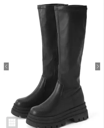 가죽 통굽 롱 부츠