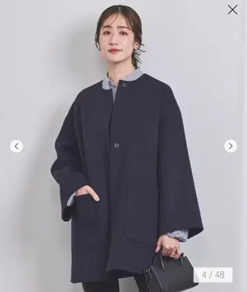 바이컬러 리버 미들 코트 네이비 블랙