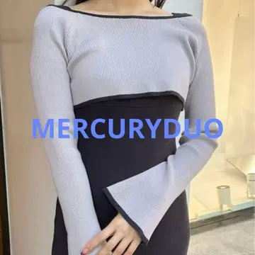 MERCURYDUO 3WAY 배색 스트랩 백 크로스 롱 슬리브 원피스