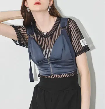 프론트 지퍼 새틴 뷔스티에 프리 사이즈