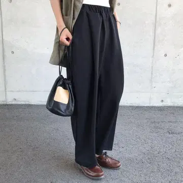 nugu 원턱 팬츠 블랙 허리밴딩