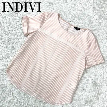 인디비 반팔 블라우스 스트라이프 핑크 38 B663