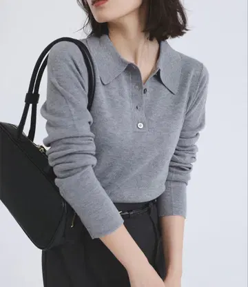 anuans 울 니트 피케 셔츠