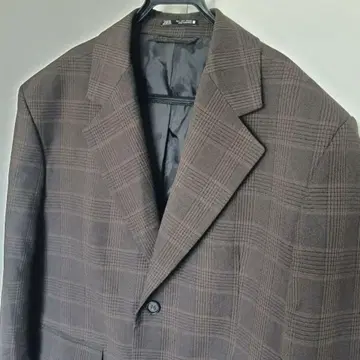 ZARA 자라 브라운 체크 무늬 테일러드 자켓