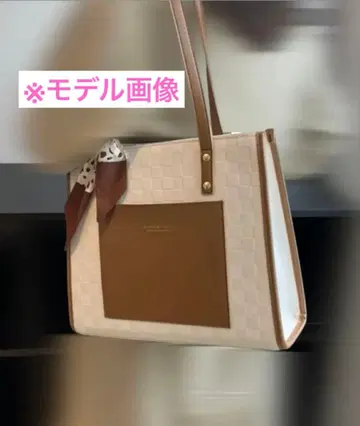 체크 무늬 토트백 리본 포함 숄더백 최신 모델