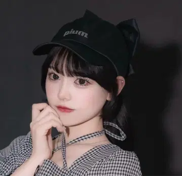 pium 백리본 새틴 캡 블랙