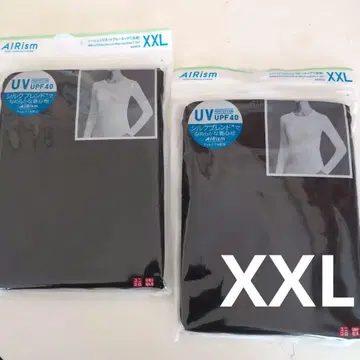 유니클로 AIRism UV컷 크루넥 블랙 T 긴팔 XXL 2장 실크