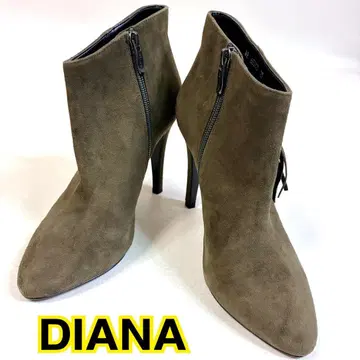 [ 컨디션 최상 ] DIANA 사이드 지퍼 프린지 숏부츠 카키 23