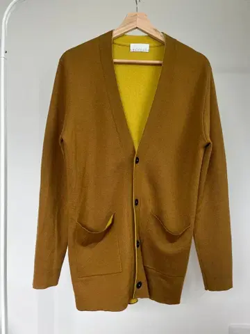 아바하우스 남성용 바이컬러 가디건 카멜 머스타드