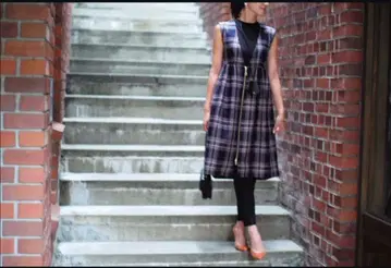 akiki 베스트 드레스 원피스 네이비 체크