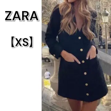 ZARA 트위드 텍스처 가디건 원피스 XS 사이즈 블랙