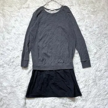 [로카파라] 맨투맨 절개 원피스 그레이 귀여운 코튼 100 가을/겨울