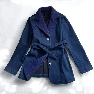 마드모아젤 논논 데님풍 코트 벨트 포함 사이즈 38 보아 아우터