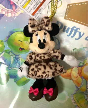 디즈니 미니 봉제 인형 참 레오파드 무늬 브라운