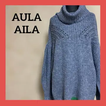 AULA AILA 터틀넥 모헤어 니트 블루 0 시스루 편직