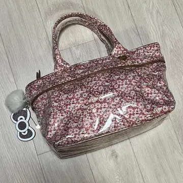 사만다 타바사 헬로키티 리버티 꽃무늬 비닐 토트백 핑크