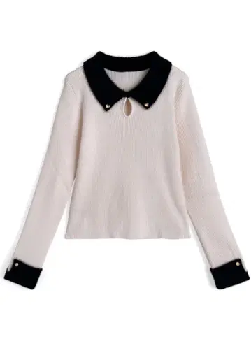 페더 칼라 리브 니트탑