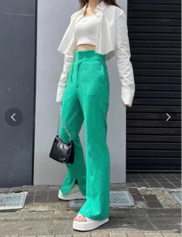 EMODA 마크 허리 플레어 팬츠