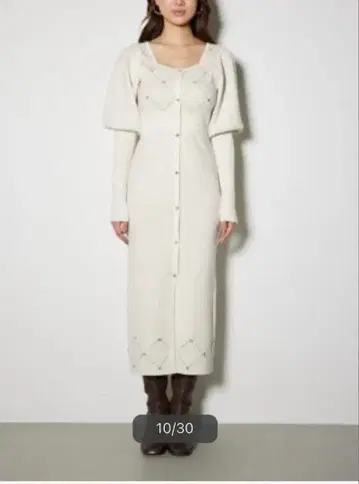 rienda 비쥬 체크 타이트 니트 원피스