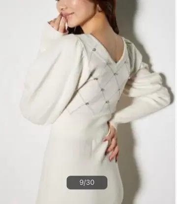 rienda 비쥬 체크 타이트 니트 원피스