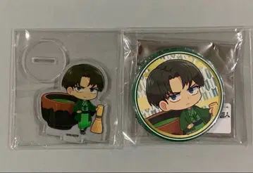 진격의 거인 리바이 캔뱃지 미니 아크릴 스탠드 2점