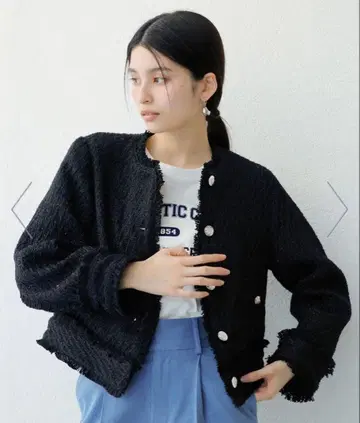 [ 새상품 미사용 ] VIS 트위드 노카라 자켓