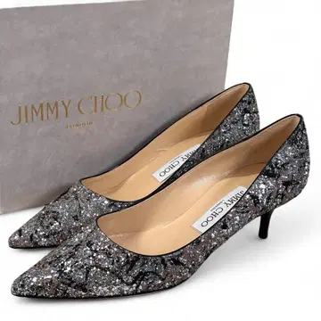 거의 새상품 지미추 35 1/2 22.5 펌프스 글리터 실버