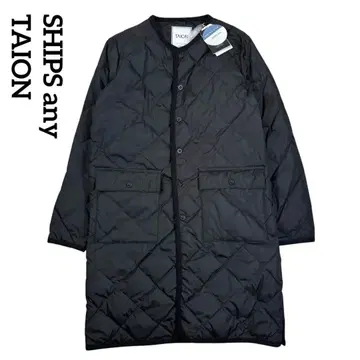 SHIPS any 별주 TAION 노카라 퀼팅 다운 코트 블랙