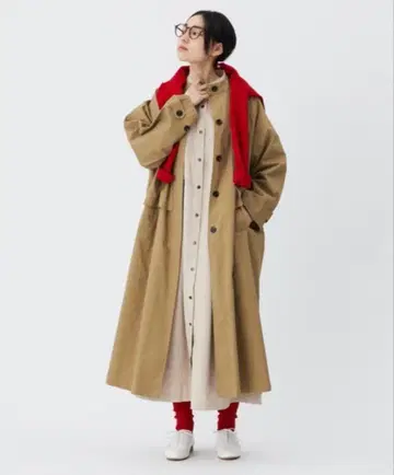 Libra Cue 건 패치 롱 코트