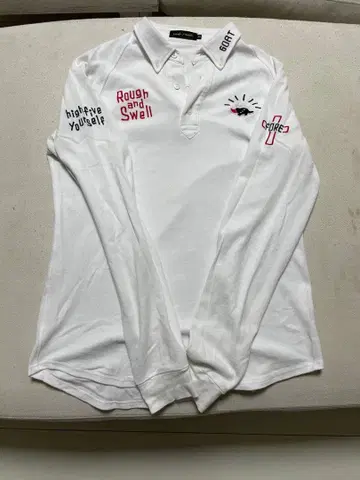 Rough and Swell 자수 장식 긴팔 피케 셔츠