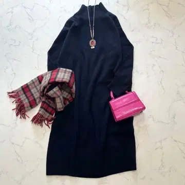 새상품급 SHIPS 롱 니트 원피스 다크 네이비 울 캐시미어 워셔블