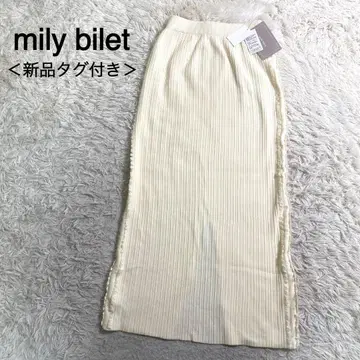 mily bilet 아이보리 컬러 타이트 니트 스커트