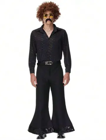 80년대 디스코 분장 남성용 셔츠 팬츠
