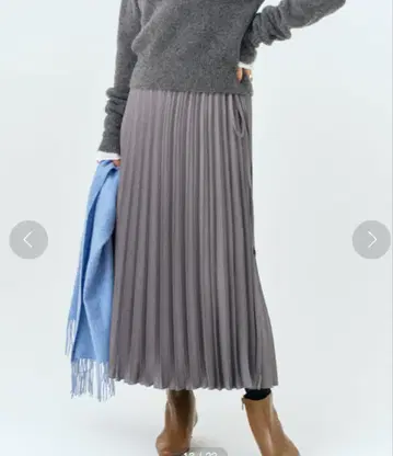 택 포함 새상품 IENA 라이트 트윌 플리츠 스커트 그레이 38 사이즈