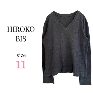 히로코비스 [11] V넥 긴팔 티셔츠 그레이 심플 무지 돌려입기