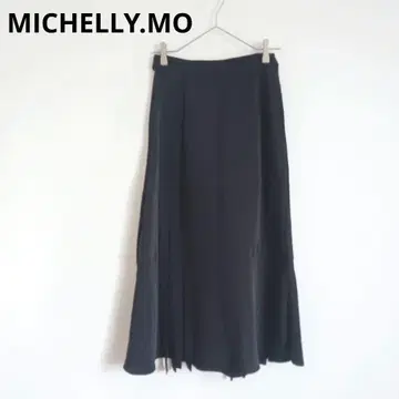 새상품급 롱 스커트 블랙 허리 리본 모던 개성 사이드 지퍼