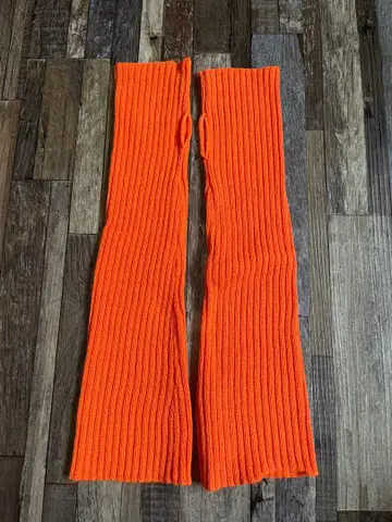 암워머 오렌지 리브 니트 롱 손가락 구멍 타입 40cm