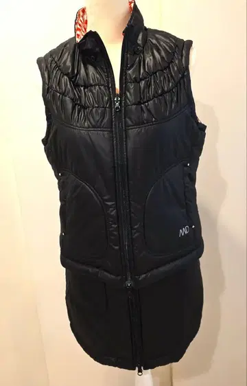 MANDARINADUCK 블랙 퀼팅 베스트 스커트 세트 리버서블