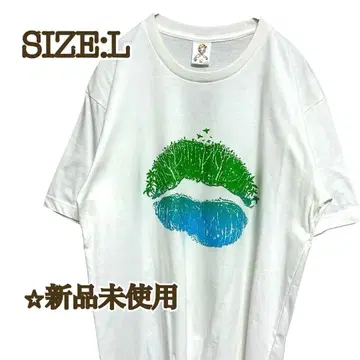 [ 새상품 ] T셔츠 L 화이트 입술 루즈 빅 프린트