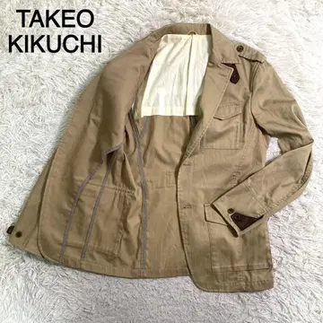 TAKEO KIKUCHI 샌드 베이지 백 오픈 턱 스트랩 자켓