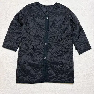 BEAMSHEART 충전솜 퀼팅 롱 코트 블랙 루즈 V넥 2505