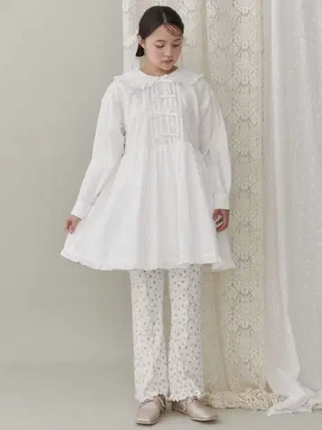 핀턱 리본 미니 원피스 화이트