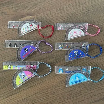 산리오 캐릭터즈 레트로 미니 눈금자&각도기 키링 6종 가챠가챠