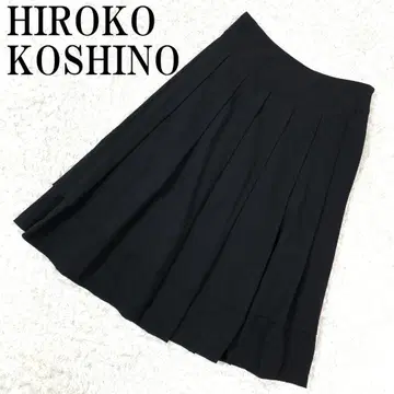 HIROKO KOSHINO 플리츠 플레어 스커트 블랙 38 B675