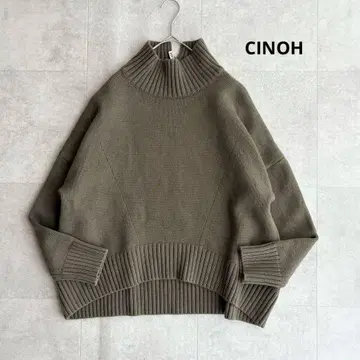 스테디셀러 인기 CINOH 치노 오버 사이즈 하이넥 니트 카키 올리브