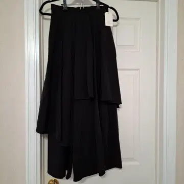 예카베카 아지메 디자인 팬츠 블랙 레이어드 와이드 팬츠