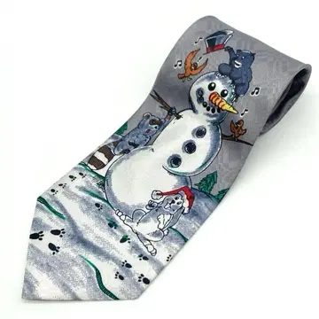 A.Rogers 눈사람 넥타이 애니멀 동물 그레이 구제 의류 올 패턴